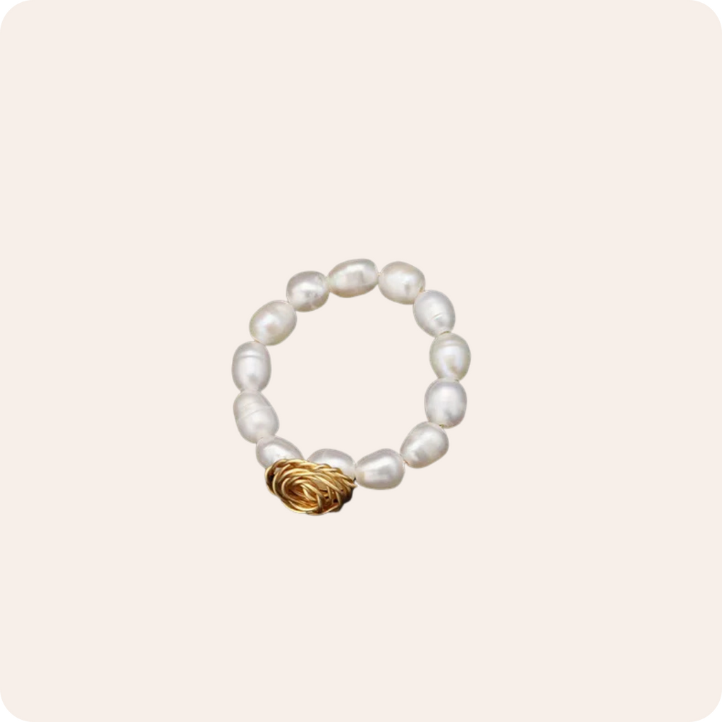 Gold Rose Pearl Retro Ring
