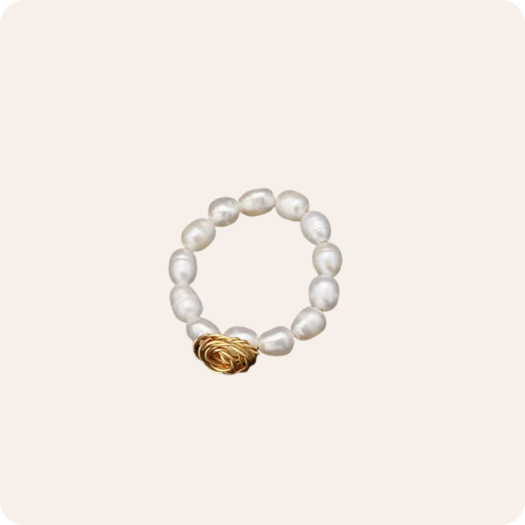 Gold Rose Pearl Retro Ring