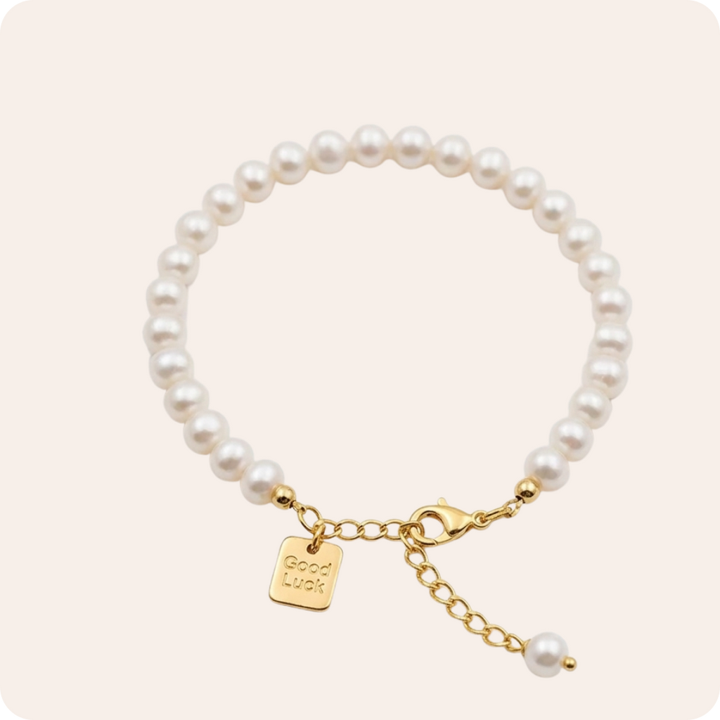 Gold Round Pearl Beaded Bracelet