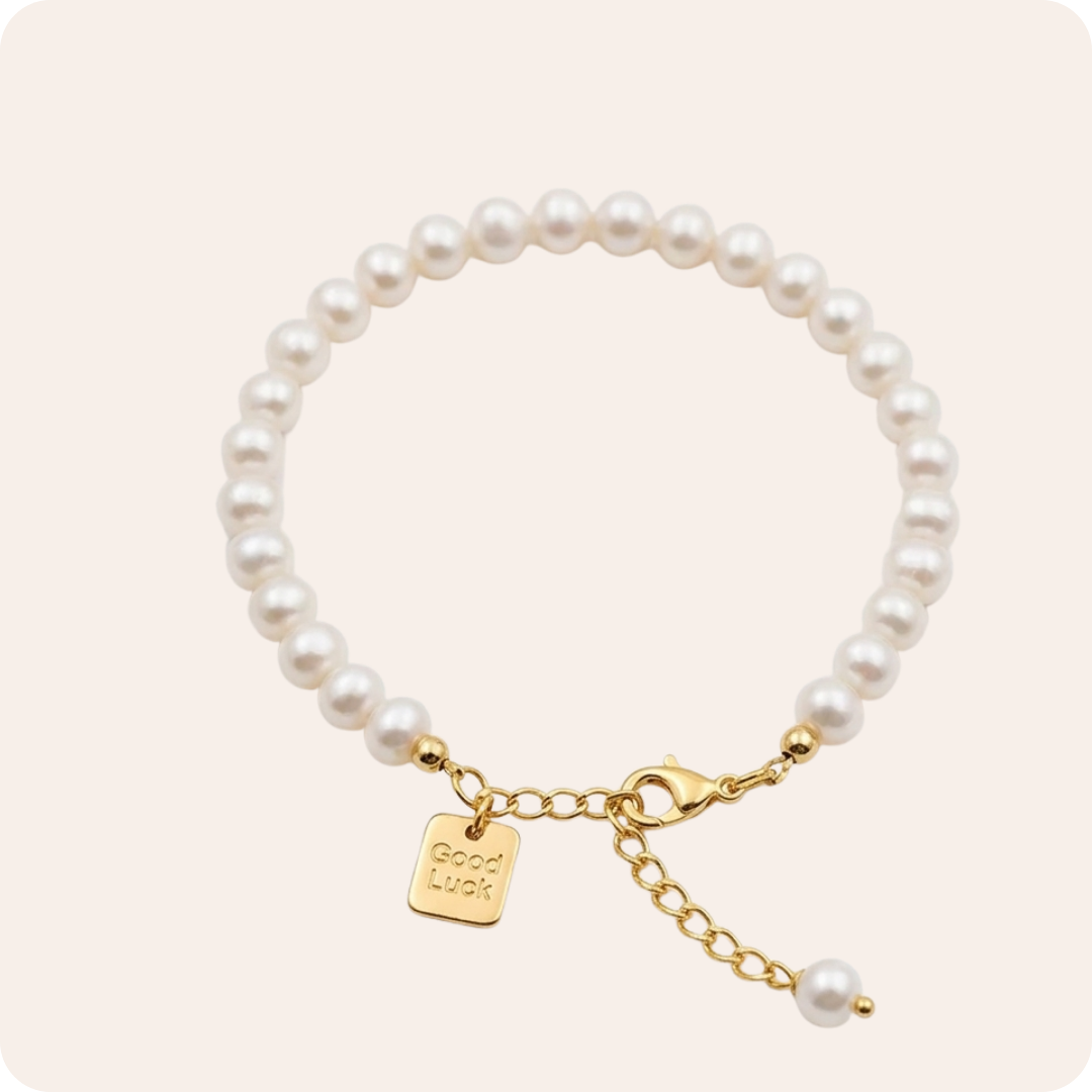 Gold Round Pearl Beaded Bracelet