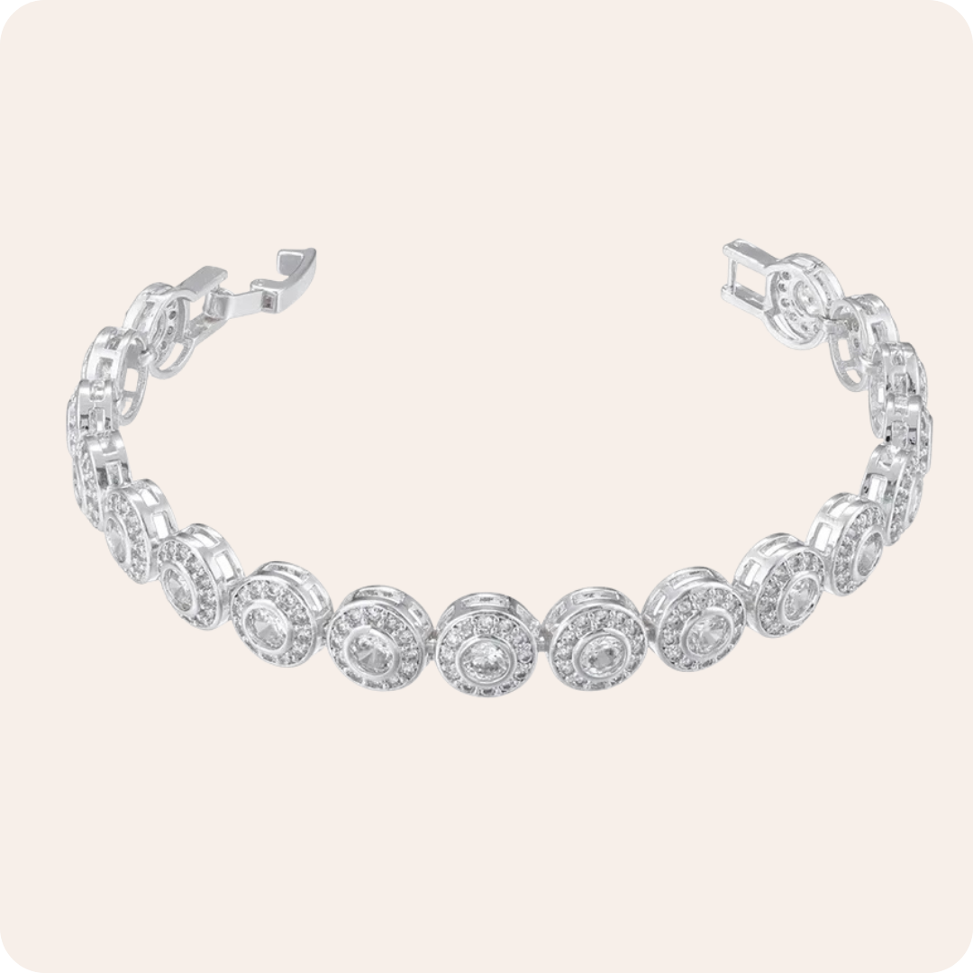 Gold Round Zircon Statement Jewelry