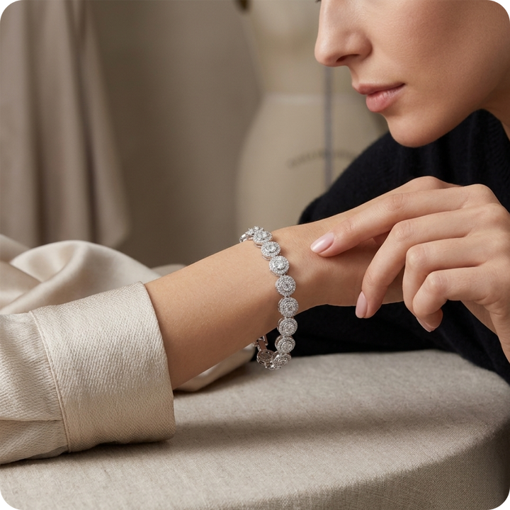 Gold Round Zircon Statement Jewelry