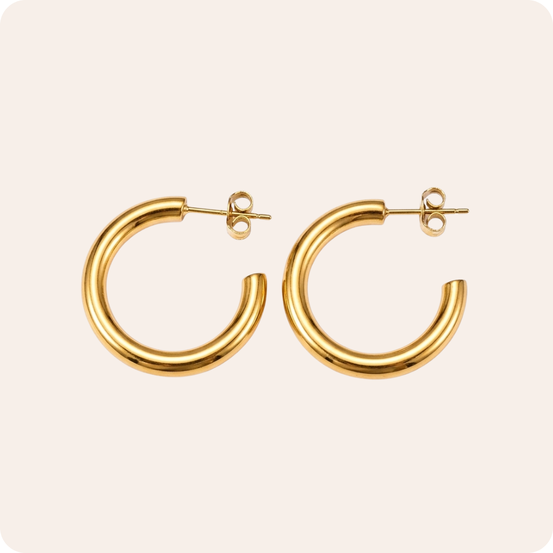 Gold Solid Color Stainless Steel Earrings