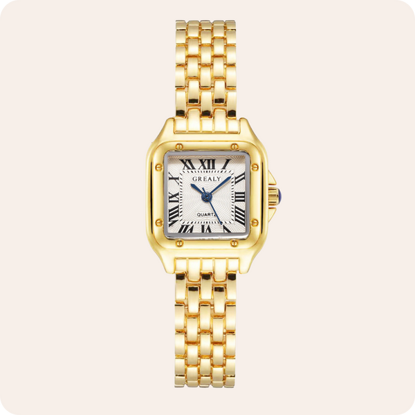 Gold Square Roman Dial Link Watch