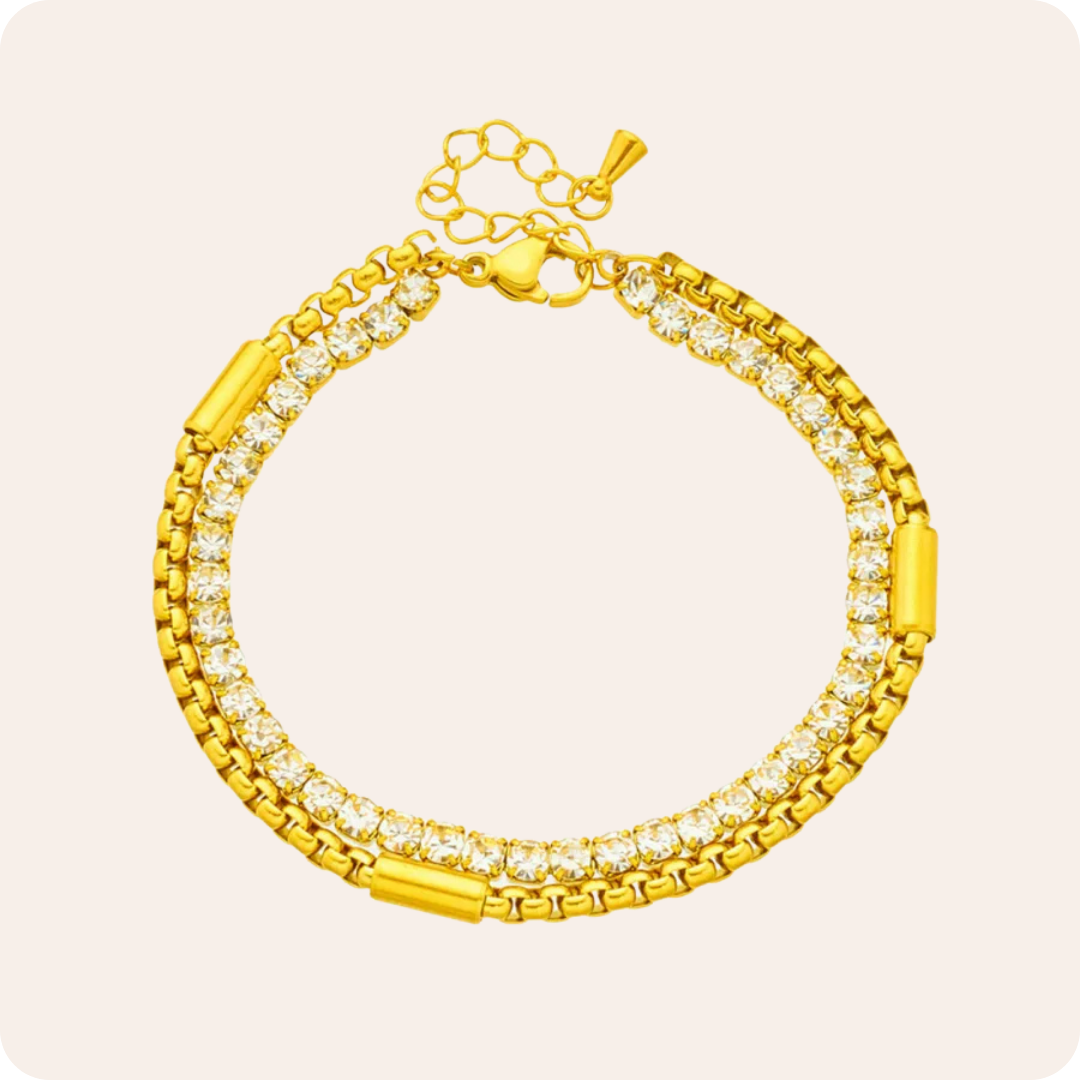 Gold Square Zircon Tennis Bracelet