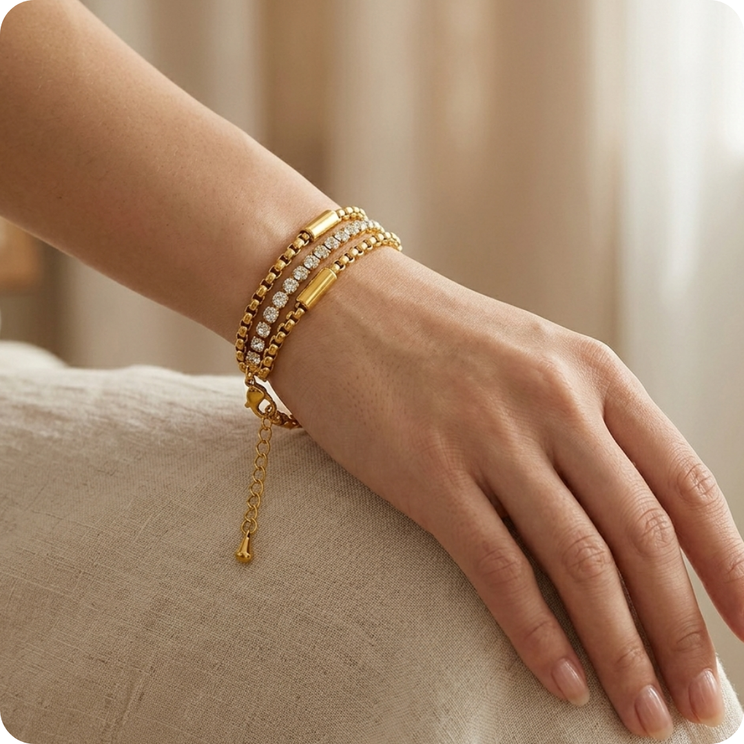 Gold Square Zircon Tennis Bracelet
