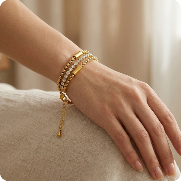 Gold Square Zircon Tennis Bracelet