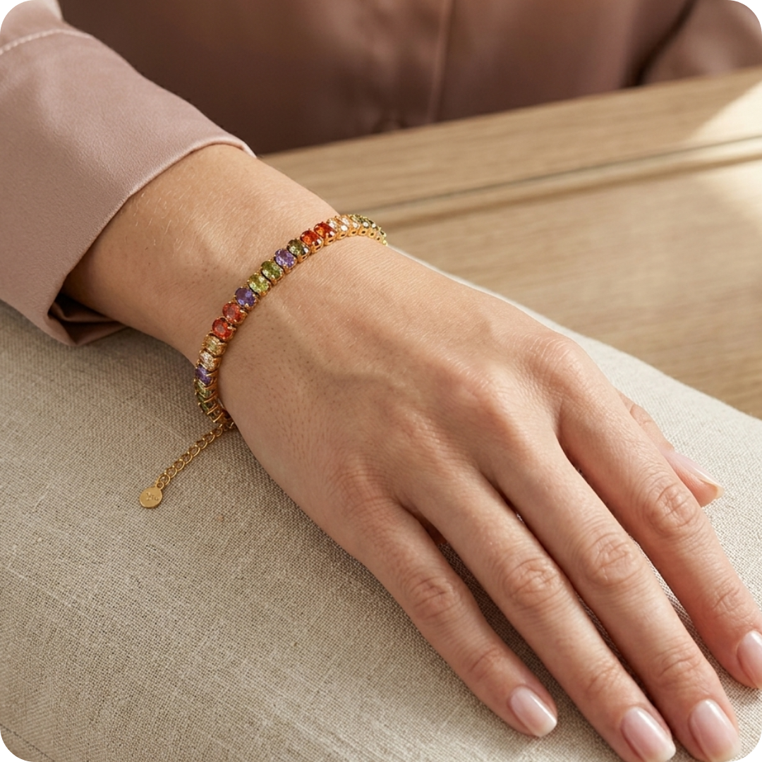 Gold Square Zircon Tennis Bracelet