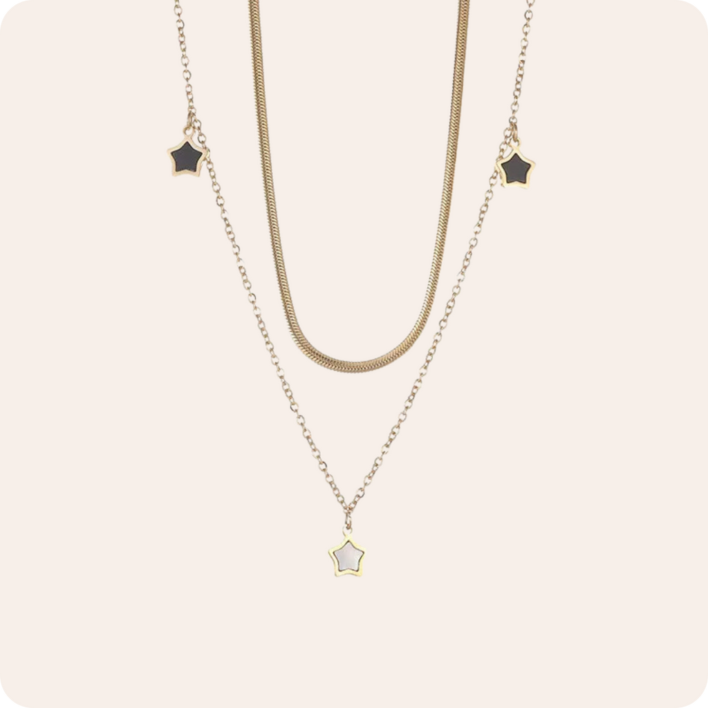 Gold Star Enamel Jewelry Set