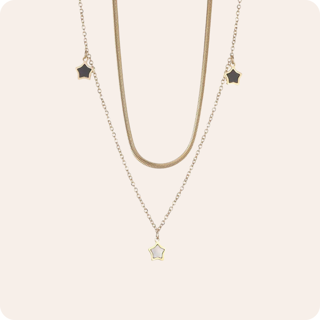 Gold Star Enamel Jewelry Set