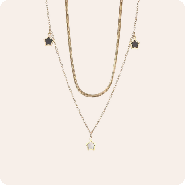 Gold Star Enamel Jewelry Set