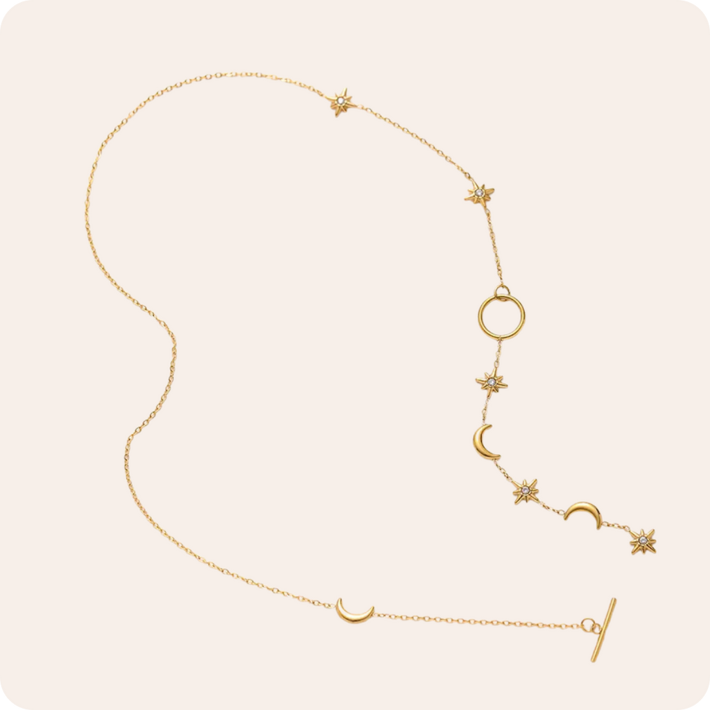 Gold Star Zircon Cable Necklace