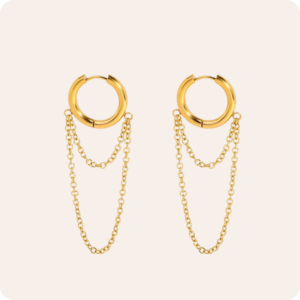 Gold Tassel Round Drop Earrings