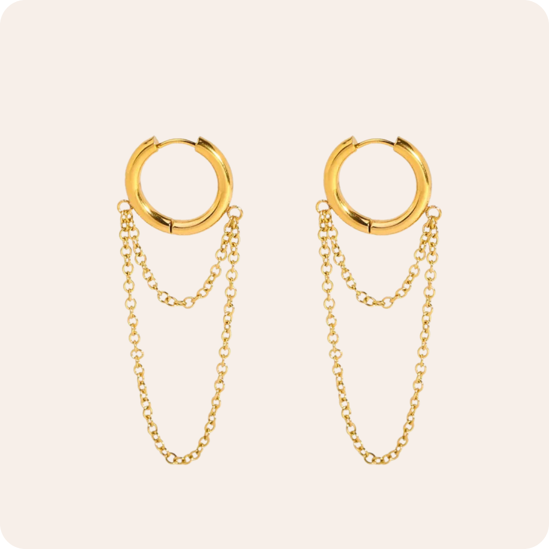 Gold Tassel Round Drop Earrings