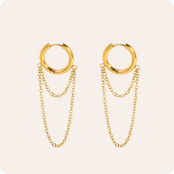 Gold Tassel Round Drop Earrings