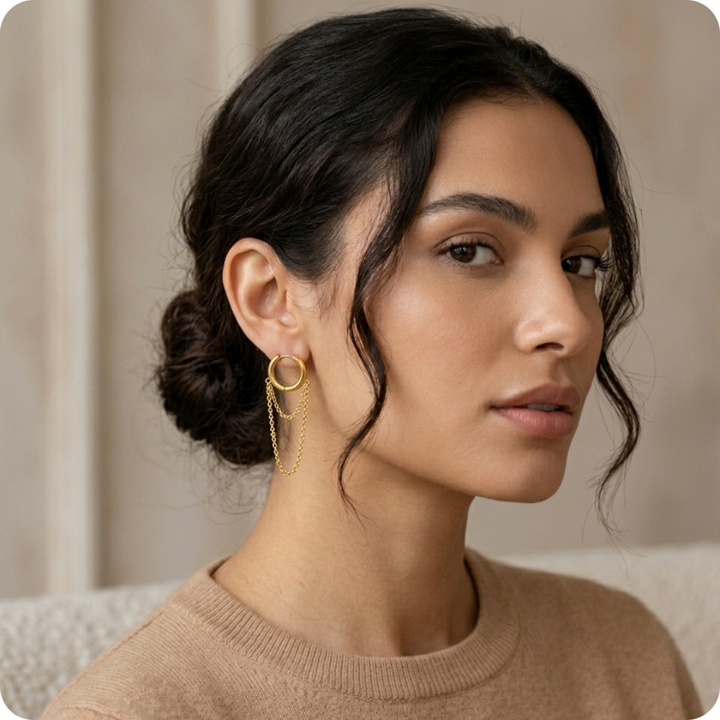 Gold Tassel Round Drop Earrings