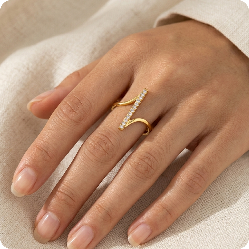 Gold Triangle Zircon Open Ring