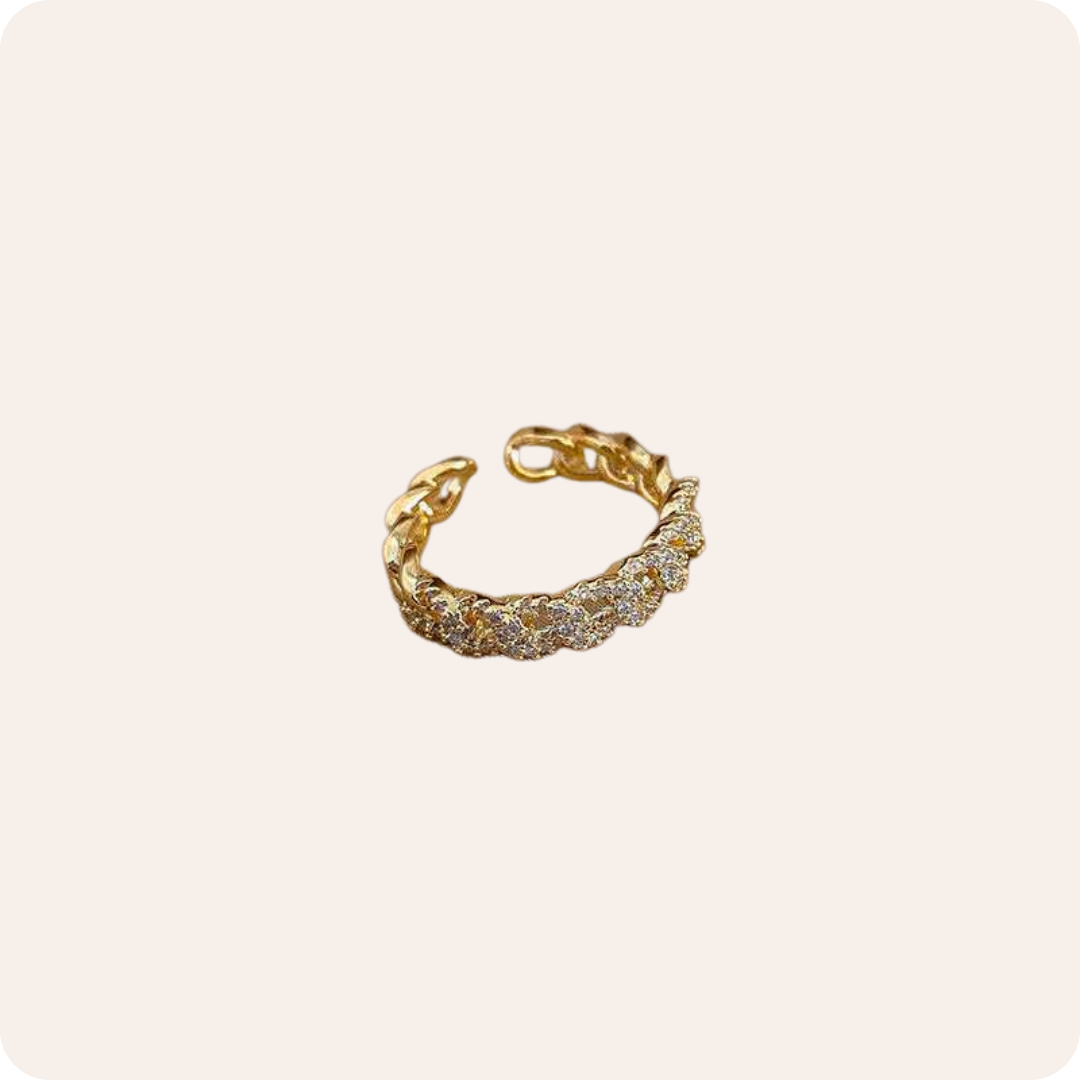 Gold Twist Artificial Gemstone Ring