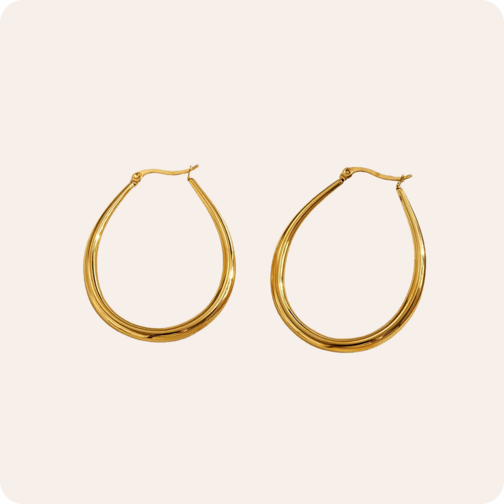 Gold U Shape Stud Earrings