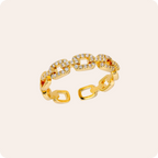 Gold Zircon Geometric Open Ring