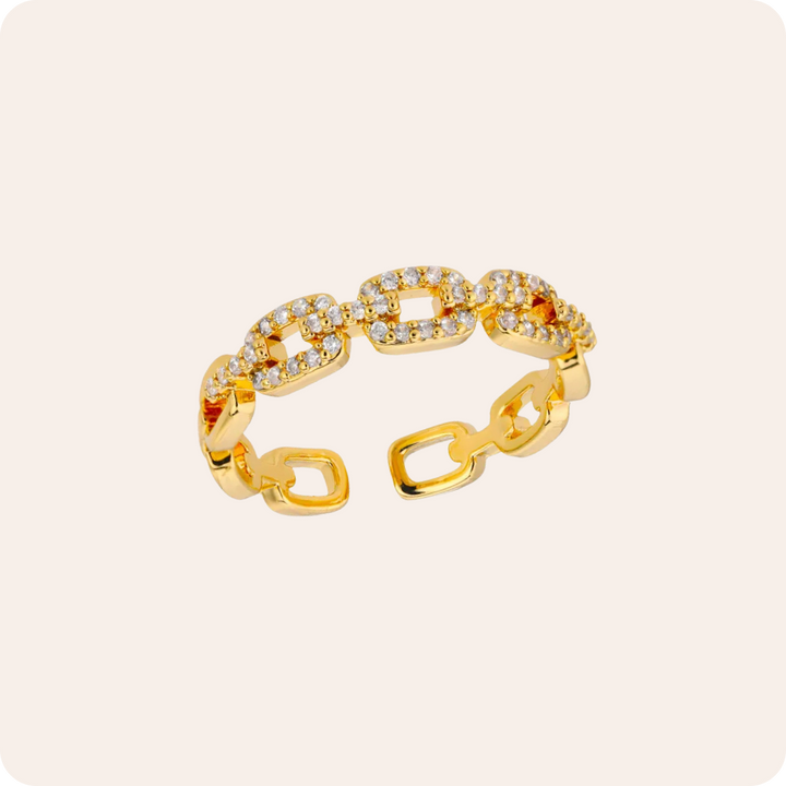 Gold Zircon Geometric Open Ring