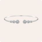 Gold Zircon Open Silver Bangle