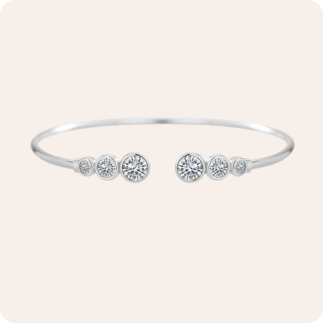 Gold Zircon Open Silver Bangle