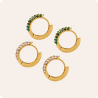 Gold Zircon Round Plating Earrings