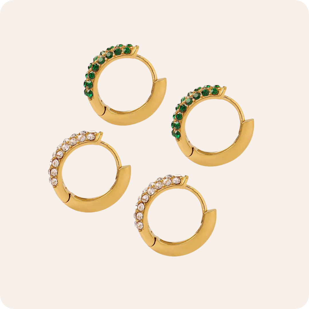 Gold Zircon Round Plating Earrings