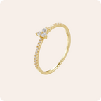 Gold Zircon Round Sterling Silver Ring