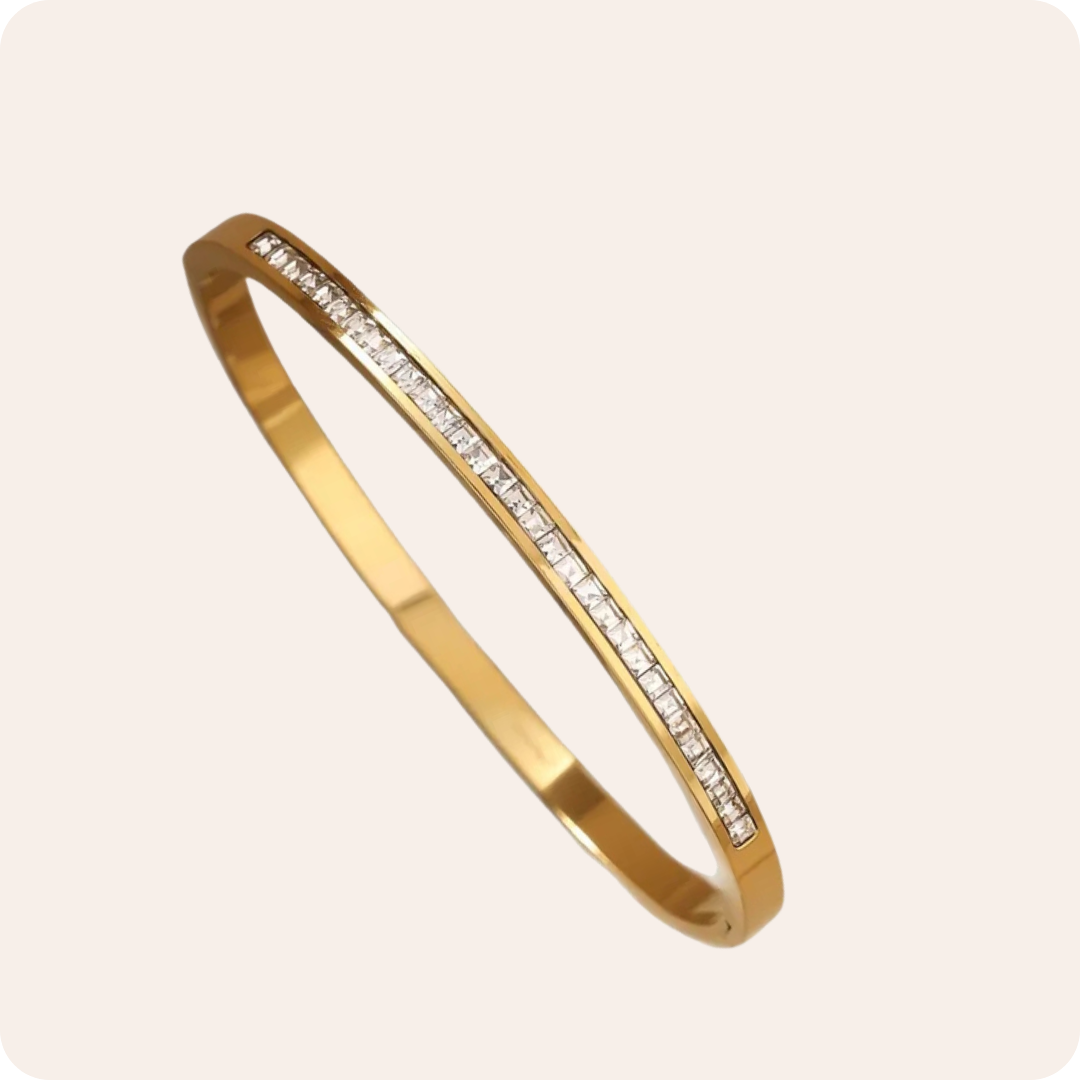 Gold Zircon Waterproof Steel Bangle