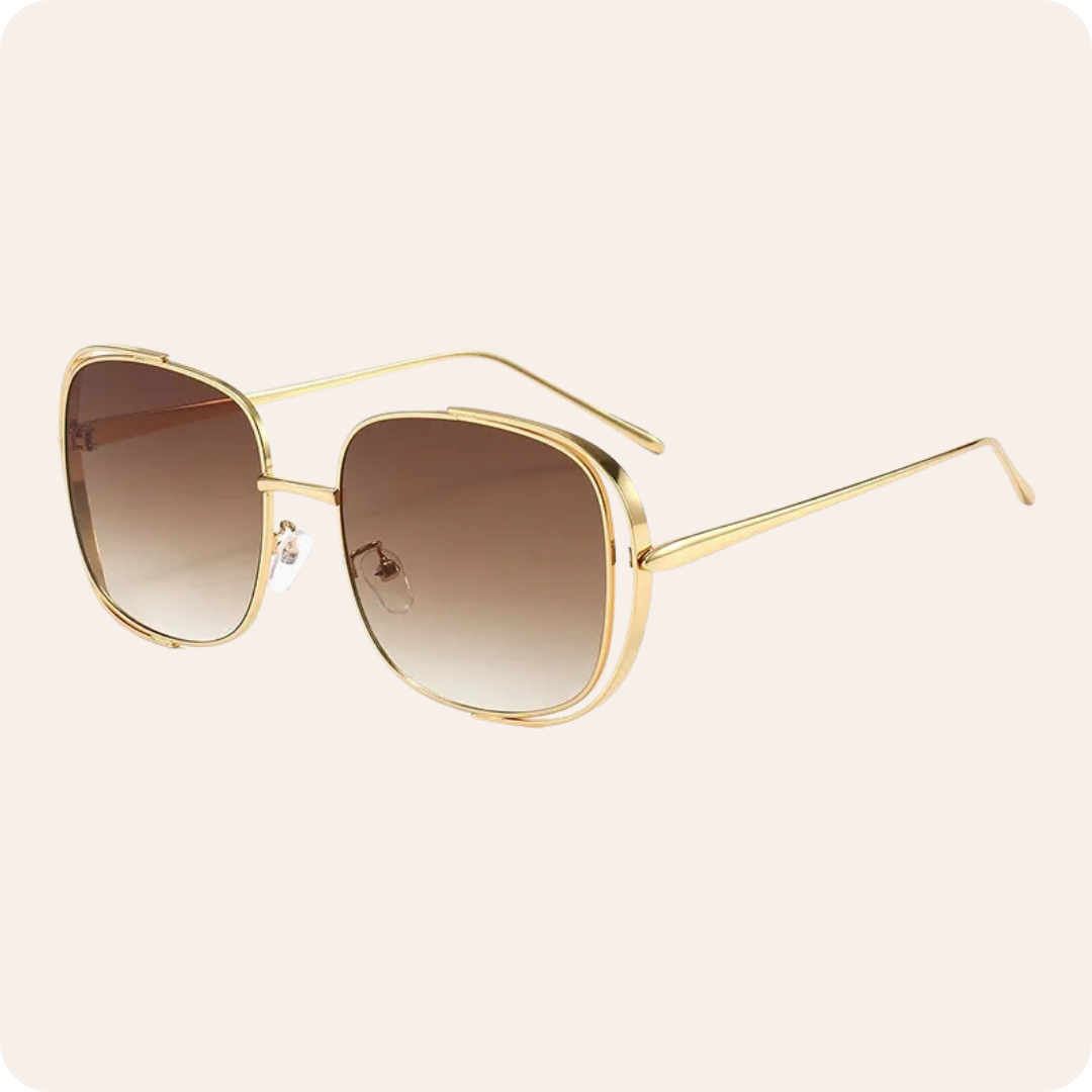 Golden Square Frame Unisex Sunglasses