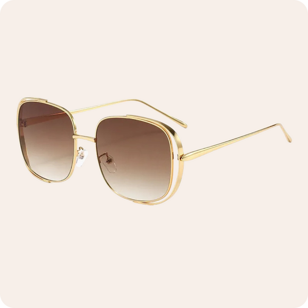 Golden Square Frame Unisex Sunglasses