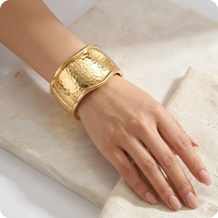 Hammered Gold Plated Open Bangle