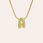 Hot Sale 18K Brass 26 English Small Letters Pendant Stainless Steel Snake Chain  Necklace for Women