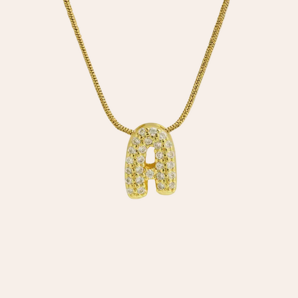 Hot Sale 18K Brass 26 English Small Letters Pendant Stainless Steel Snake Chain  Necklace for Women