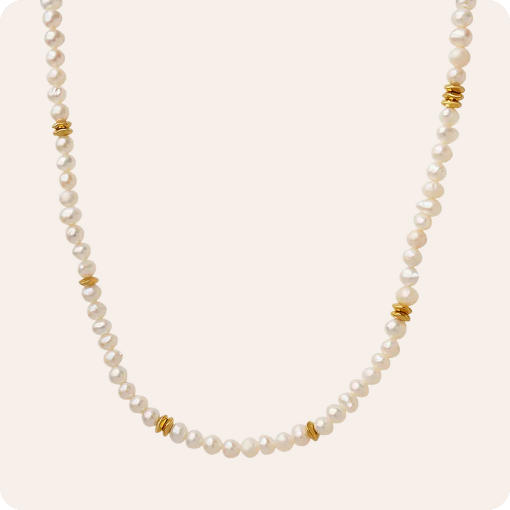 Irregular Pearl Gold Beaded Necklace