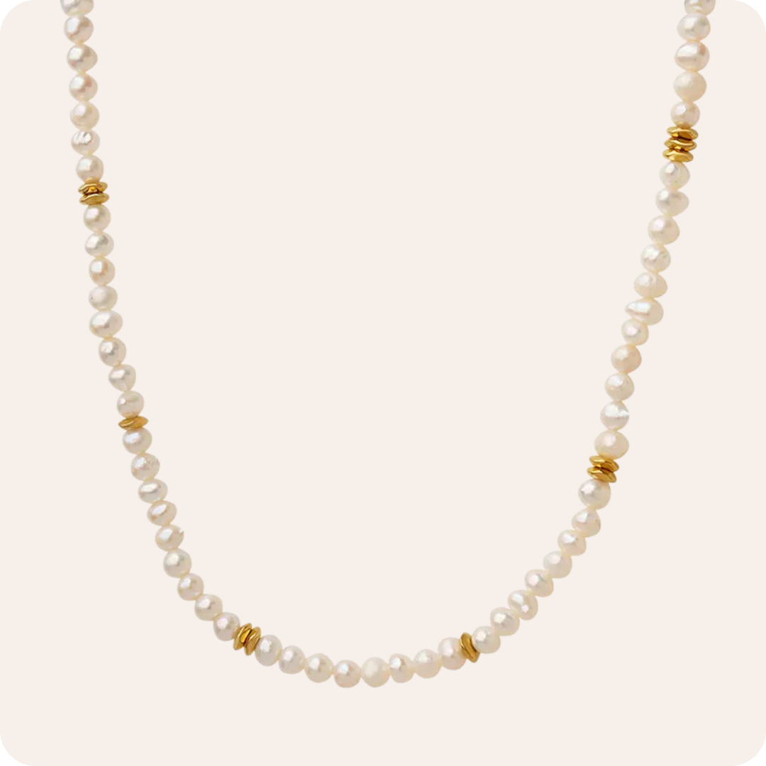 Irregular Pearl Gold Beaded Necklace