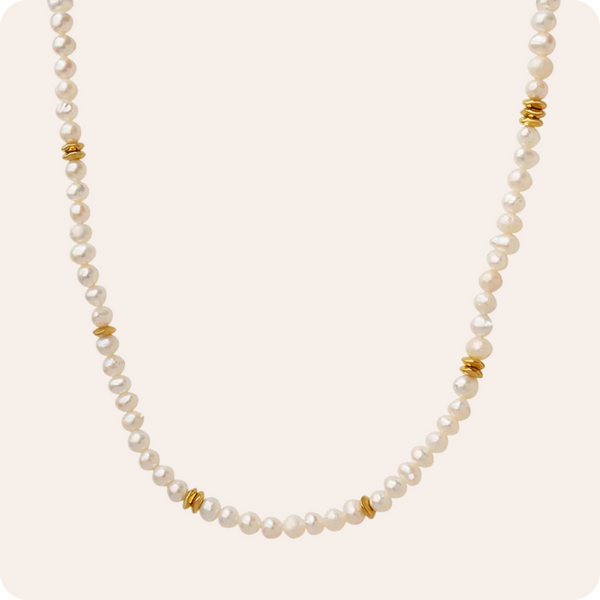 Irregular Pearl Gold Beaded Necklace