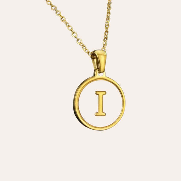Nouravi 18K Gold Plated Shell Letter Titanium Steel Necklace