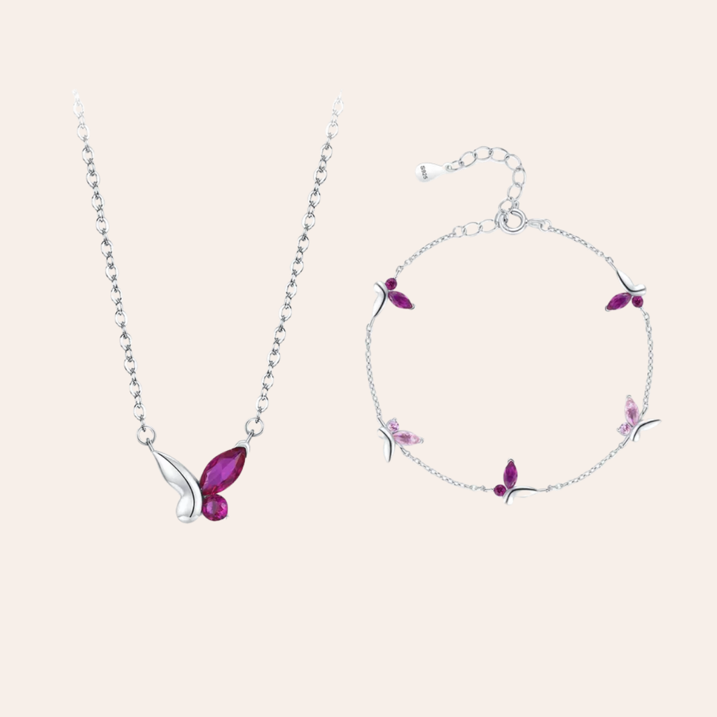 Nouravi Pink Butterfly Set