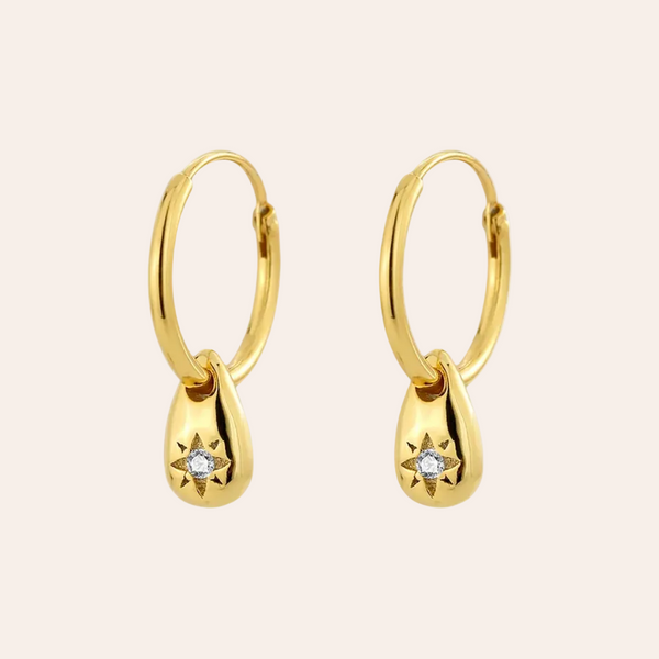 Eight-Pointed Star Hoop Earrings