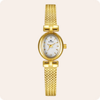 Oval Dial Diamond Accented Link Bracelet Watch