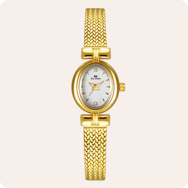 Oval Dial Diamond Accented Link Bracelet Watch
