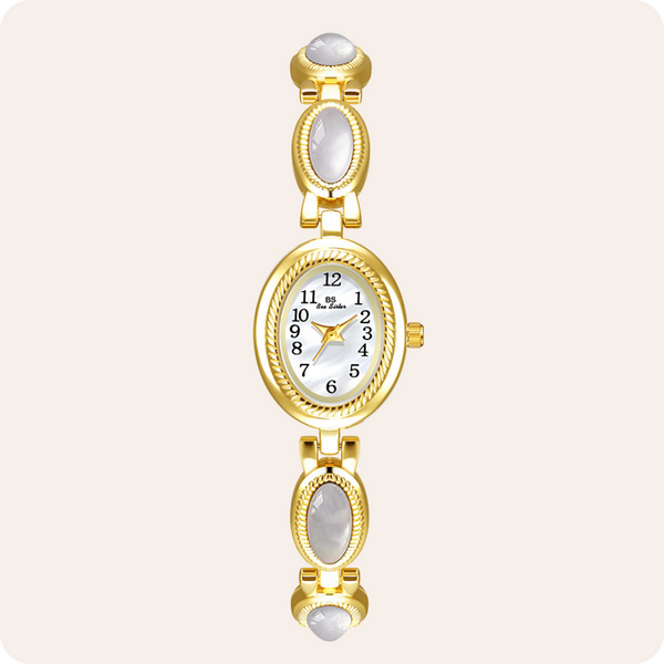 Oval Dial Gemstone Link Bracelet Watch