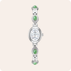 Oval Dial Gemstone Link Bracelet Watch