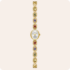 Oval Dial Multi-Gemstone Link Watch