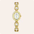 Oval Dial Pearl Link Bracelet Watch
