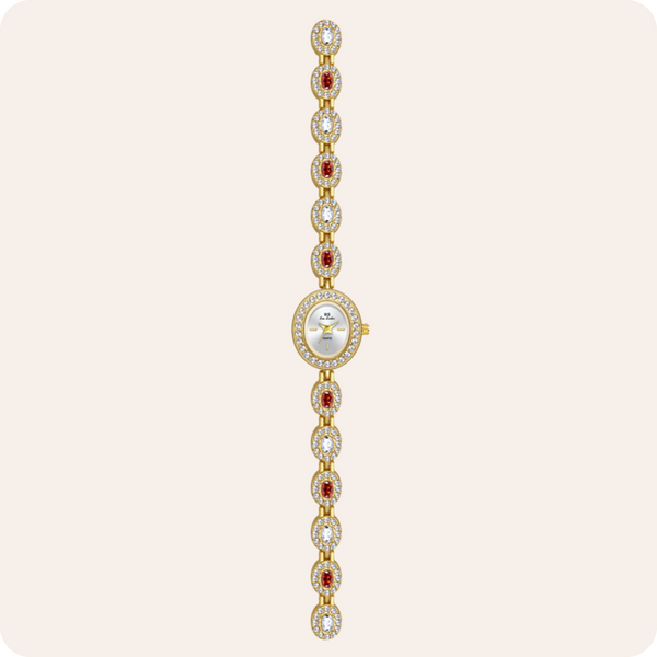 Oval Gemstone Crystal Link Bracelet Watch