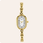 Oval Numeric Dial Link Bracelet Watch